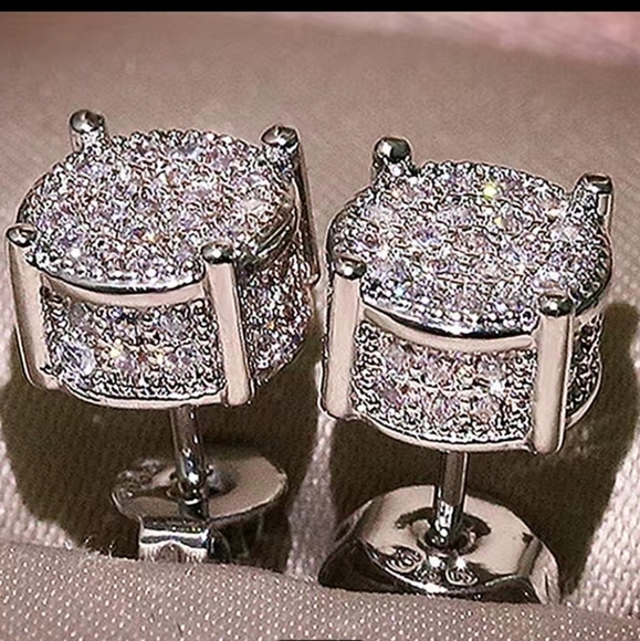 NWT Cubic Zircon Silver Studded Earrings - Picture 1 of 3